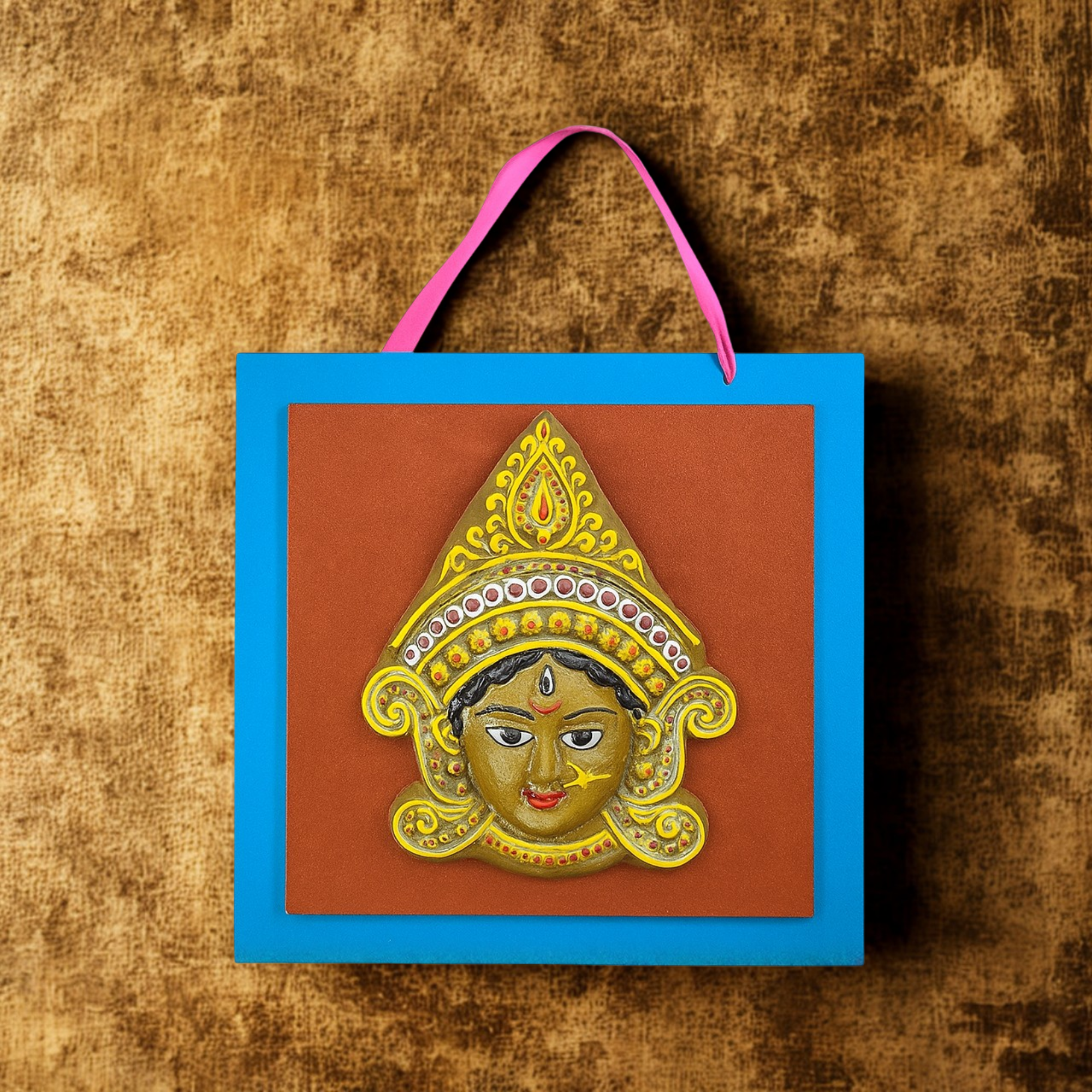Maa Durga Cow Dung Art Frame | Handcrafted Eco-Friendly Product