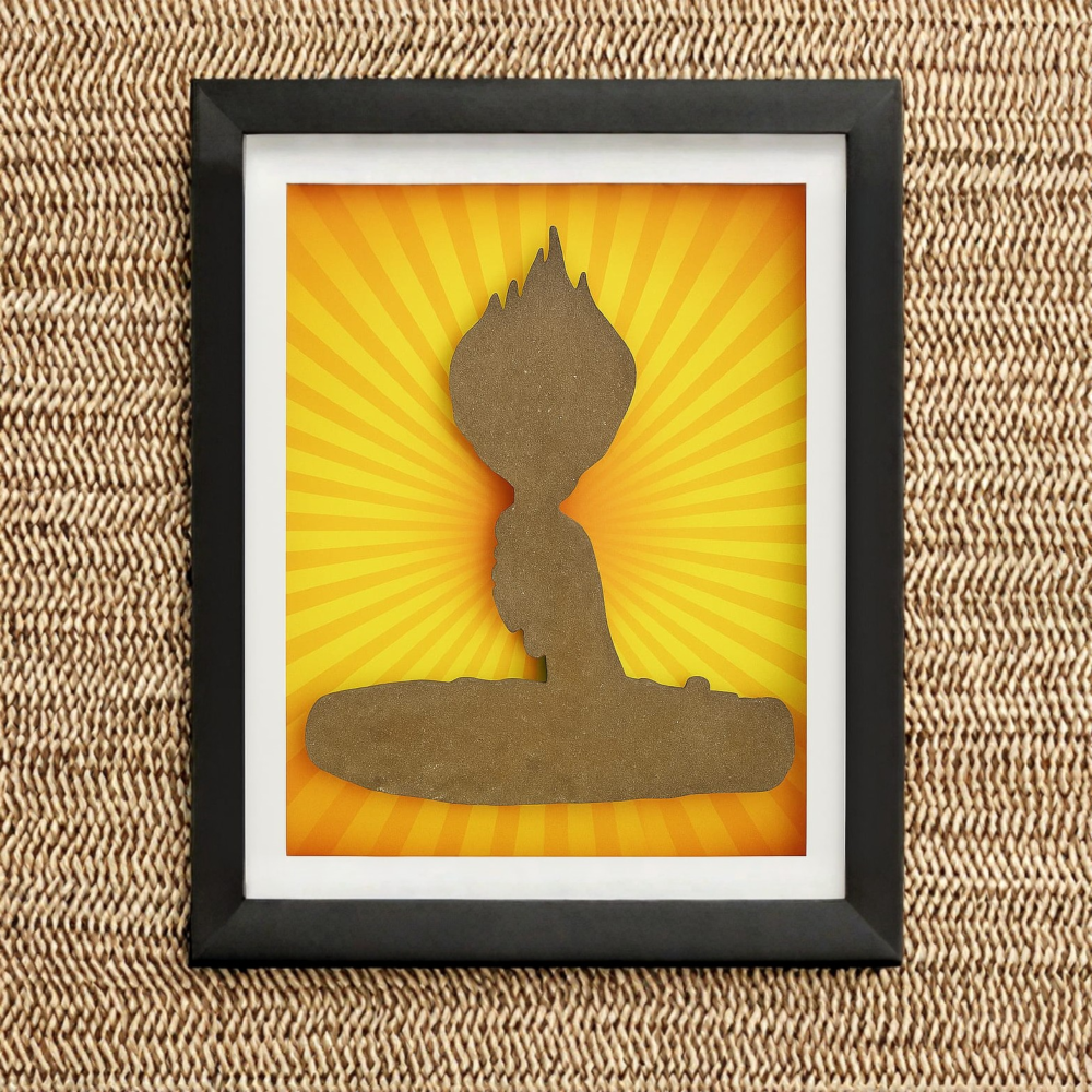Buddha Cow Dung Art Frame – Handmade Eco-Friendly
